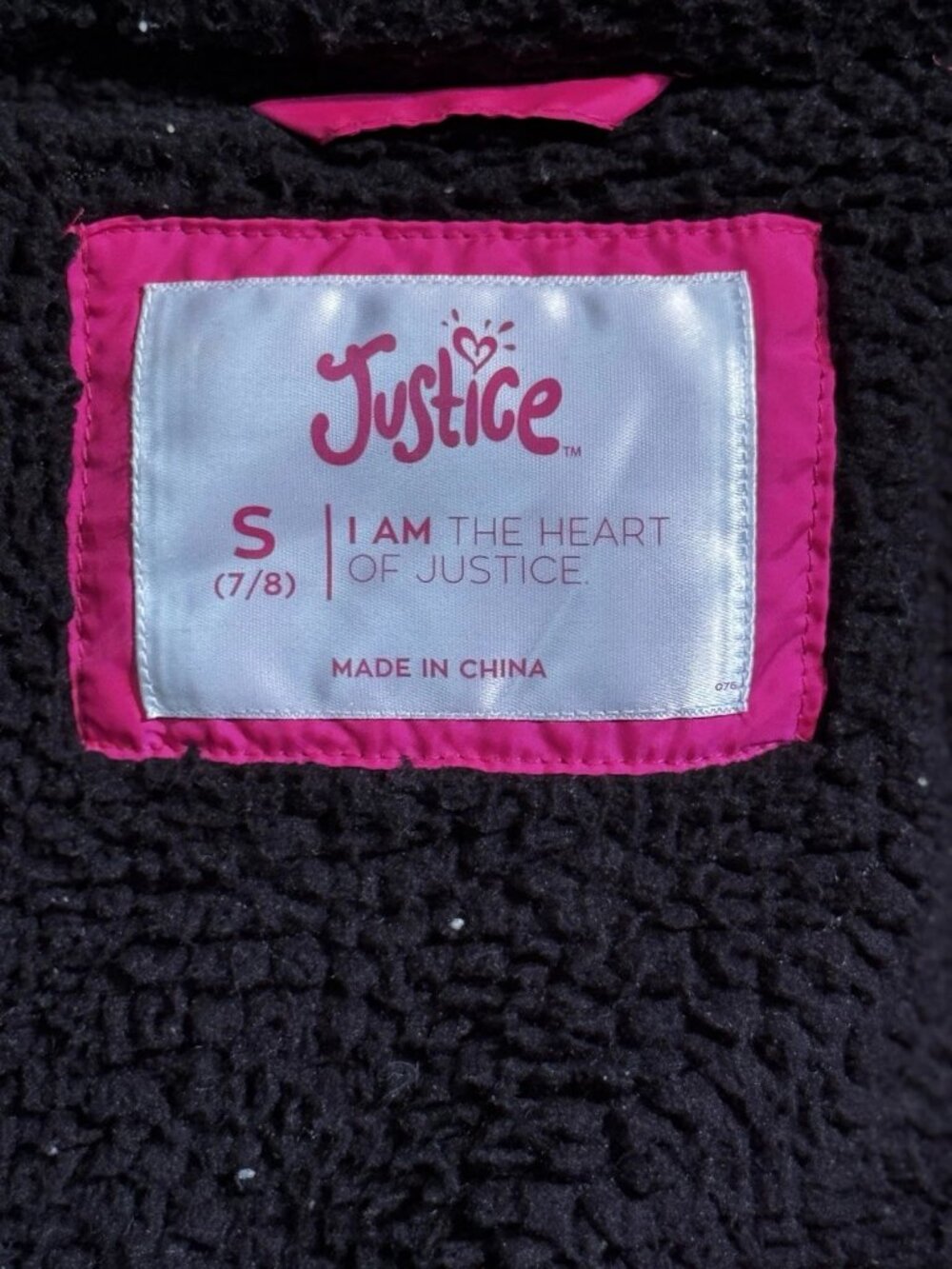 Justice Girls Pink Puffer Jacket Size S 7/8